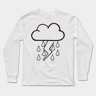 Rainy and Stormy Cloud Pattern Long Sleeve T-Shirt